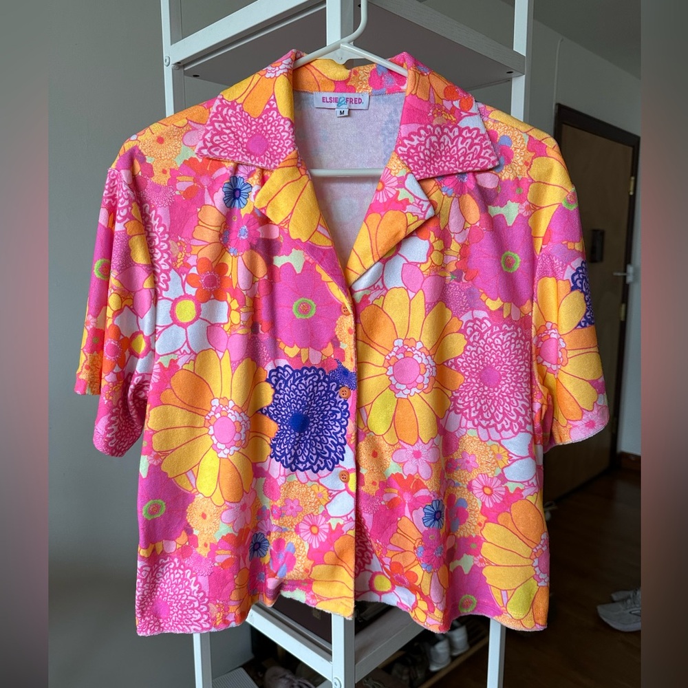 Elsie & Fred Terry Button-Up Shirt M